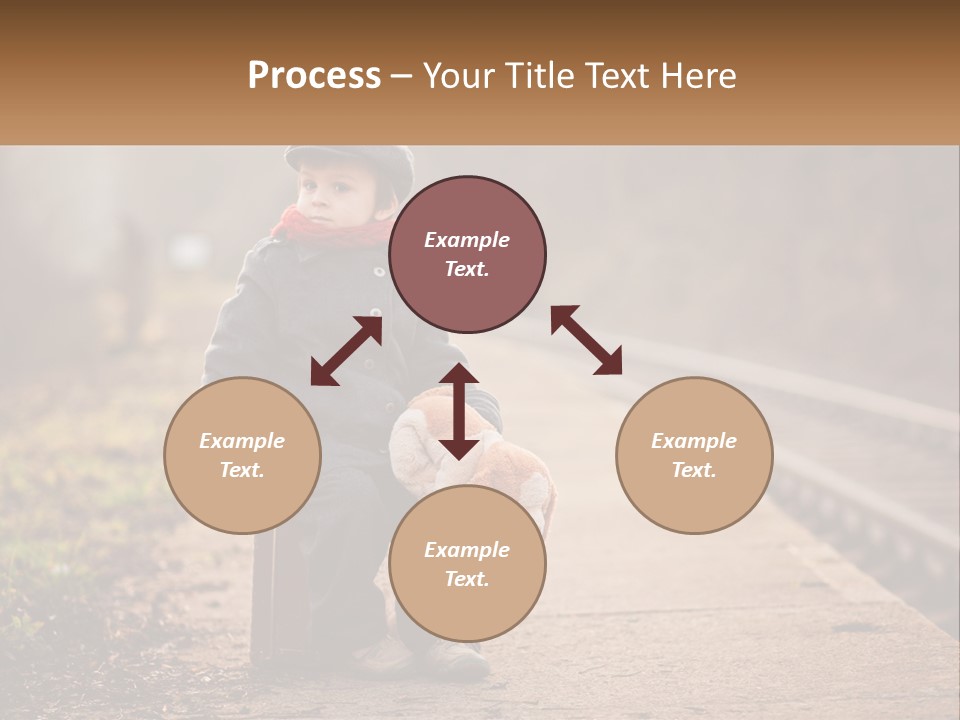 A Little Boy Sitting On A Suitcase With A Teddy Bear PowerPoint Template