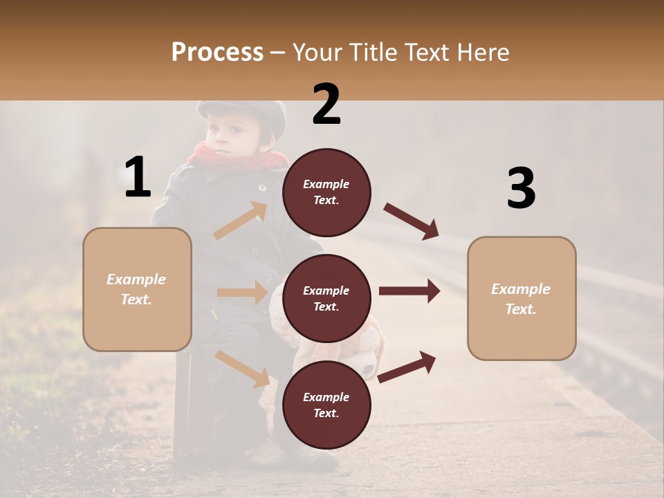 A Little Boy Sitting On A Suitcase With A Teddy Bear PowerPoint Template