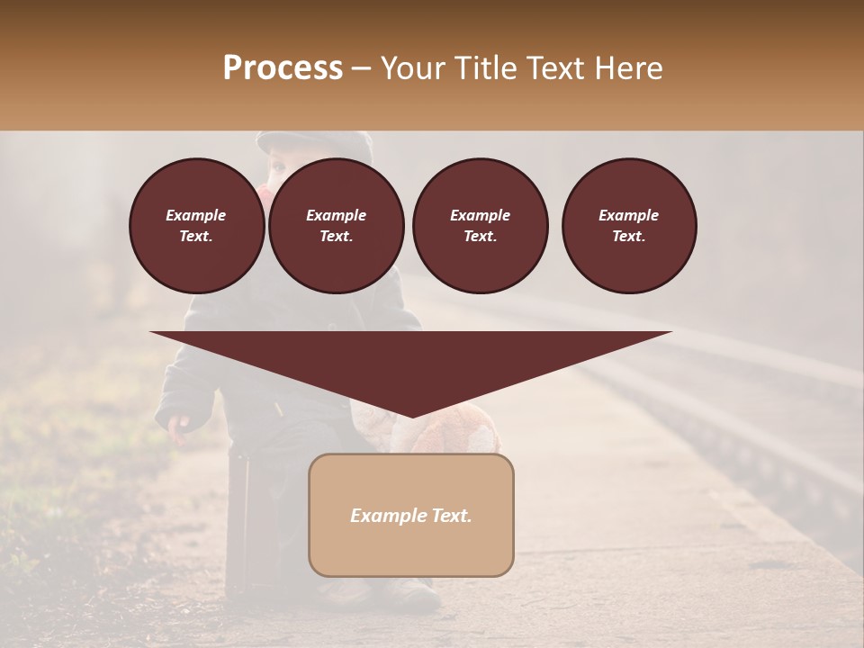 A Little Boy Sitting On A Suitcase With A Teddy Bear PowerPoint Template