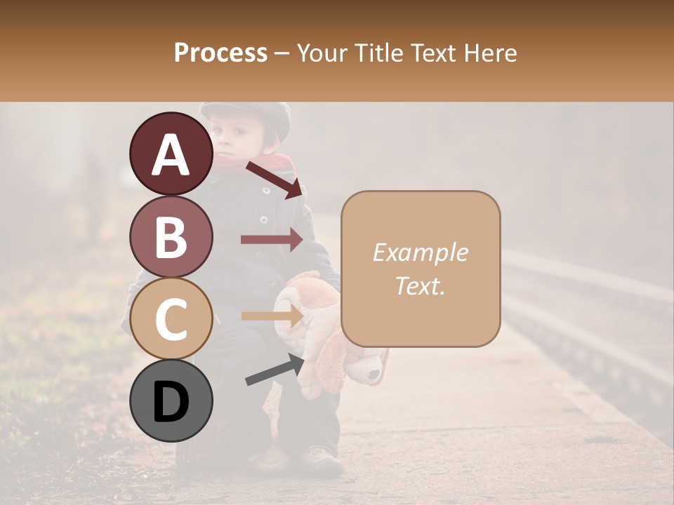 A Little Boy Sitting On A Suitcase With A Teddy Bear PowerPoint Template