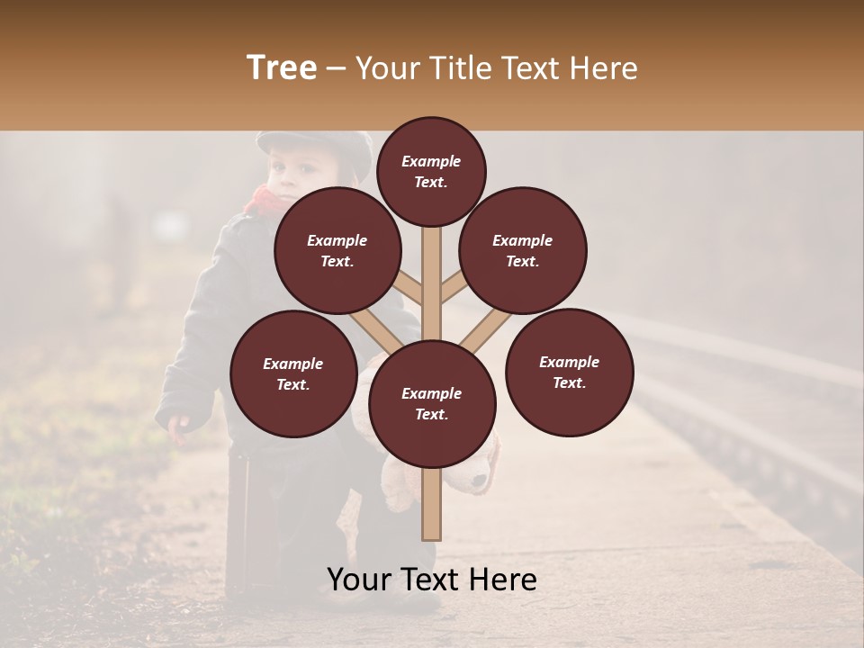 A Little Boy Sitting On A Suitcase With A Teddy Bear PowerPoint Template