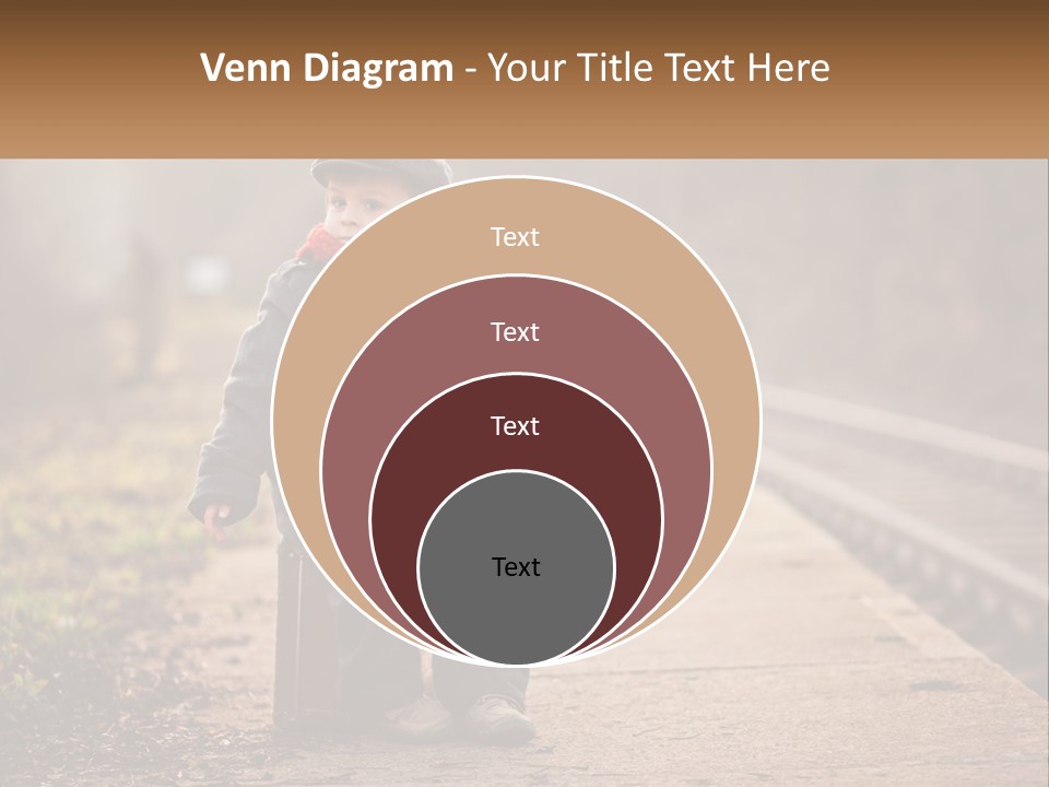 A Little Boy Sitting On A Suitcase With A Teddy Bear PowerPoint Template
