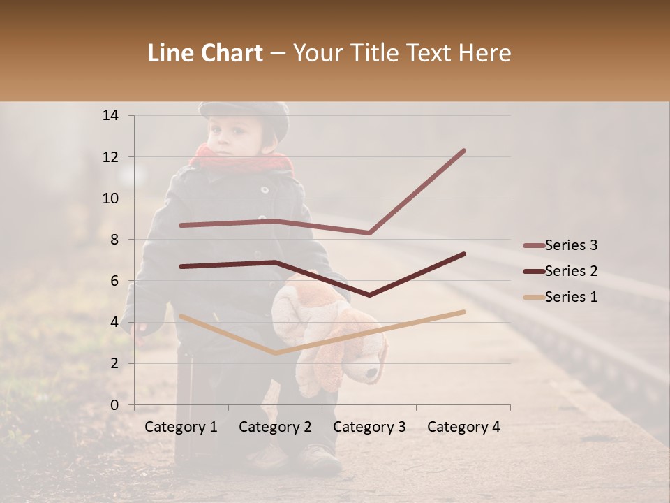 A Little Boy Sitting On A Suitcase With A Teddy Bear PowerPoint Template