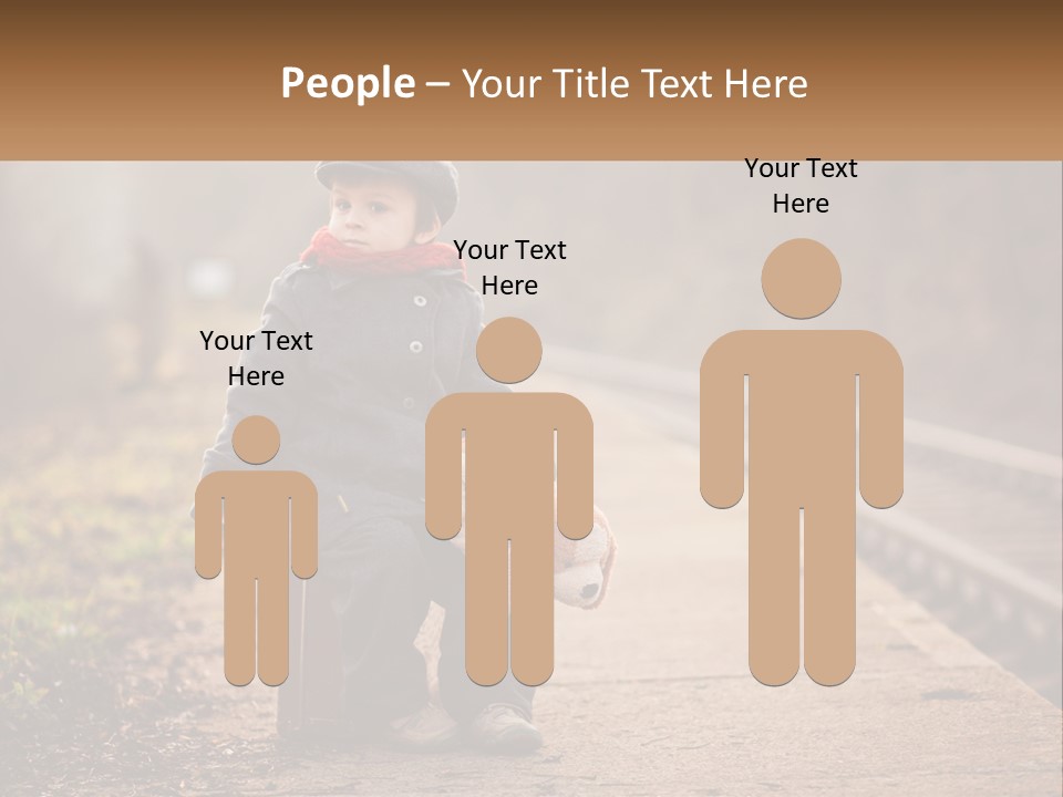 A Little Boy Sitting On A Suitcase With A Teddy Bear PowerPoint Template