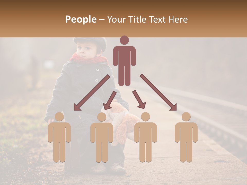 A Little Boy Sitting On A Suitcase With A Teddy Bear PowerPoint Template