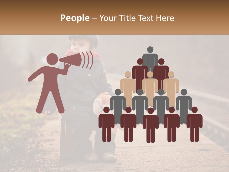 A Little Boy Sitting On A Suitcase With A Teddy Bear PowerPoint Template