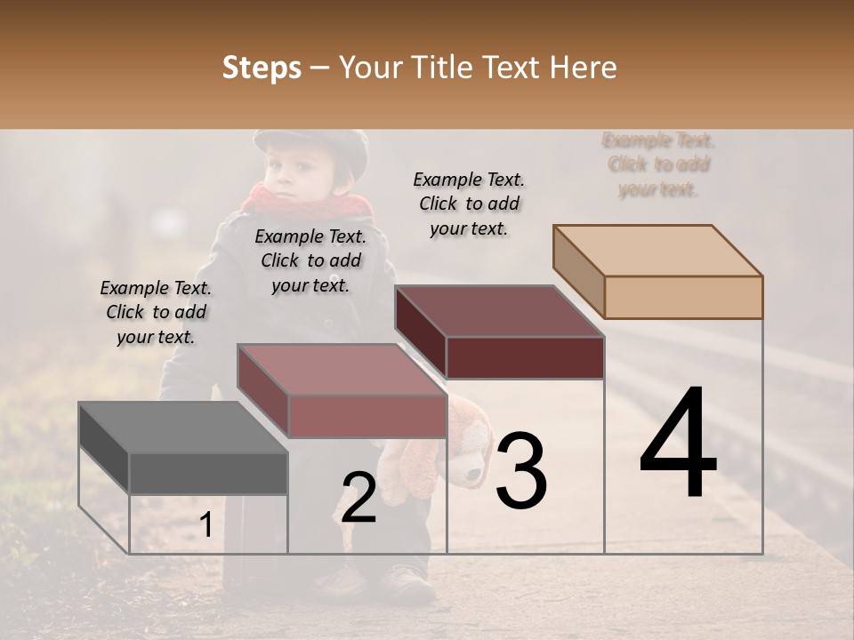 A Little Boy Sitting On A Suitcase With A Teddy Bear PowerPoint Template