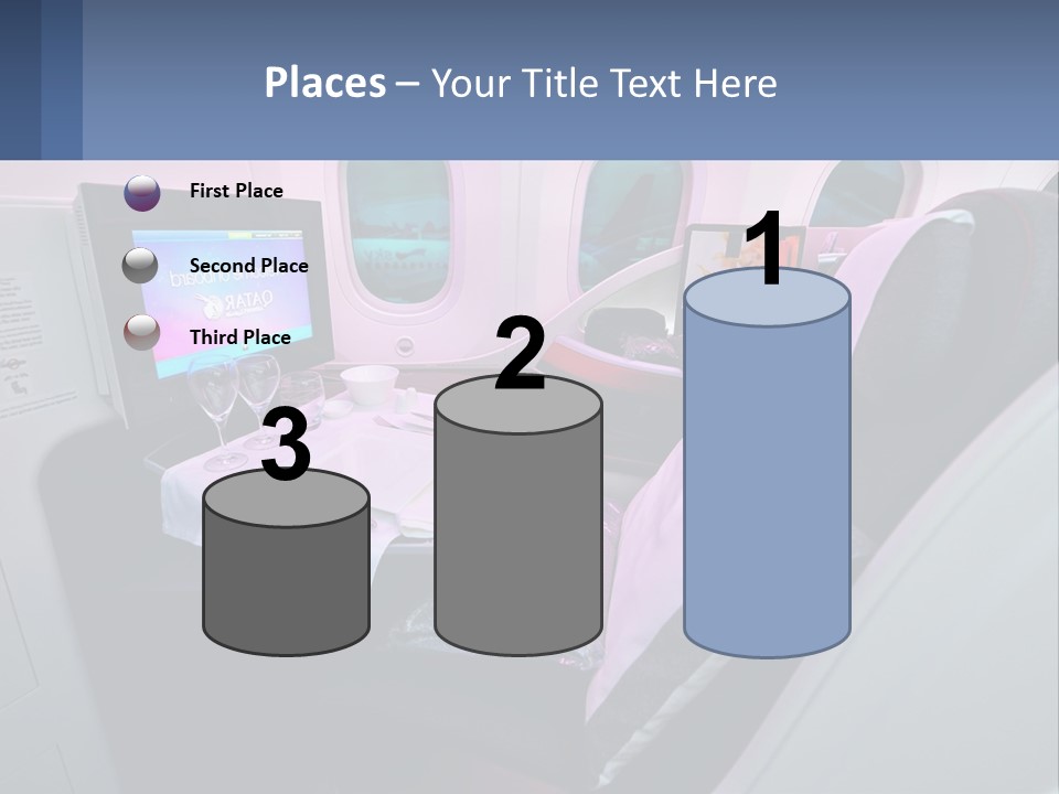 An Airplane Seat With A Table And Wine Glasses On It PowerPoint Template