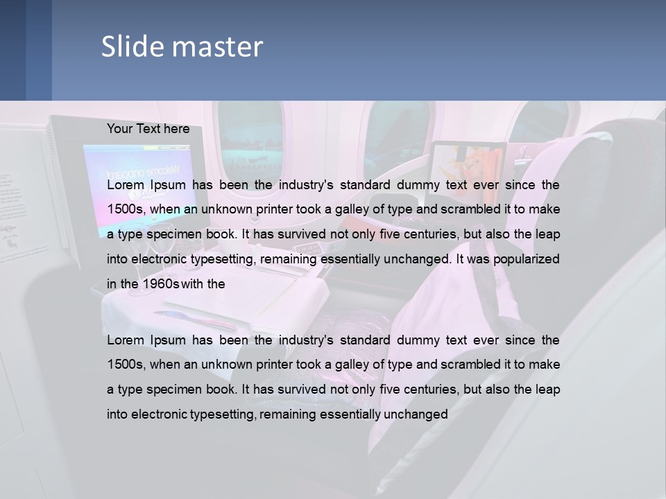 An Airplane Seat With A Table And Wine Glasses On It PowerPoint Template