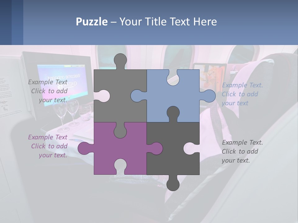 An Airplane Seat With A Table And Wine Glasses On It PowerPoint Template