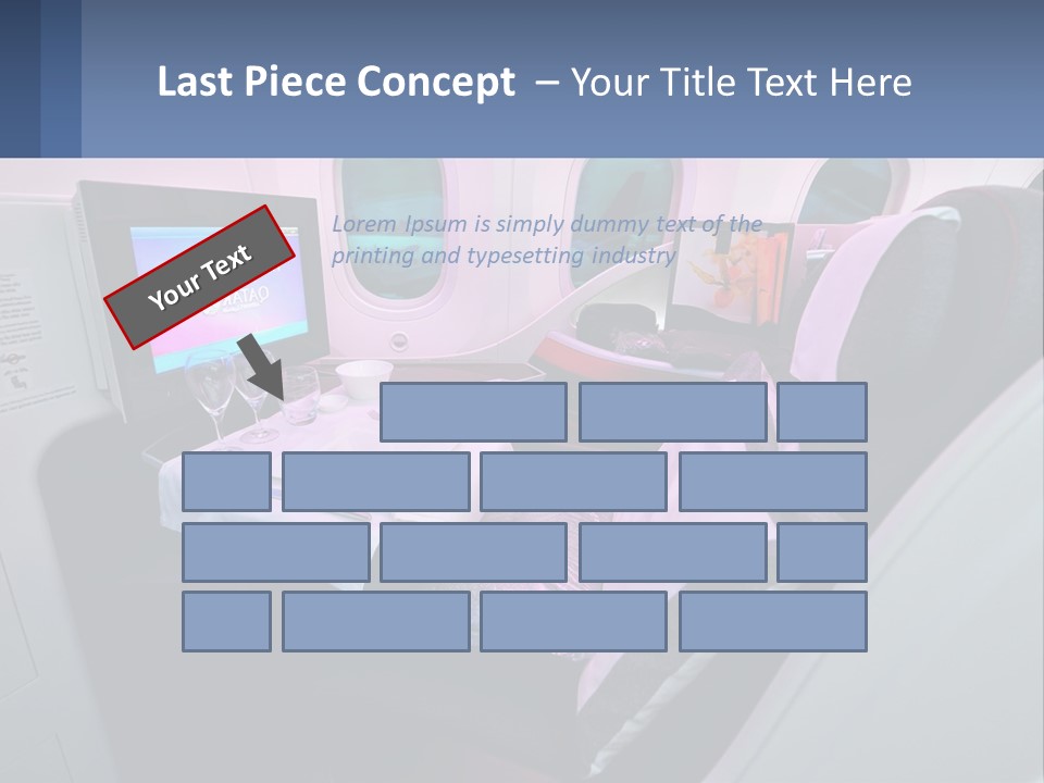 An Airplane Seat With A Table And Wine Glasses On It PowerPoint Template
