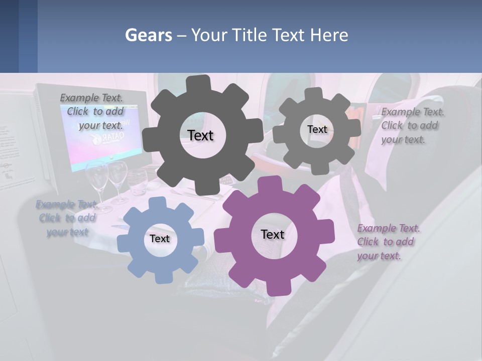 An Airplane Seat With A Table And Wine Glasses On It PowerPoint Template