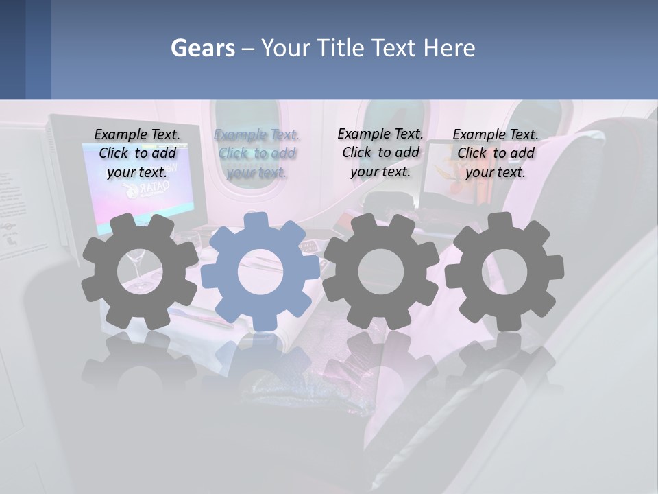 An Airplane Seat With A Table And Wine Glasses On It PowerPoint Template