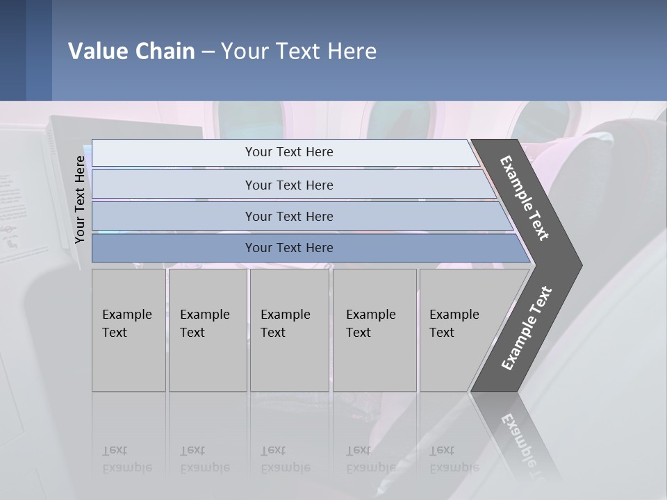 An Airplane Seat With A Table And Wine Glasses On It PowerPoint Template