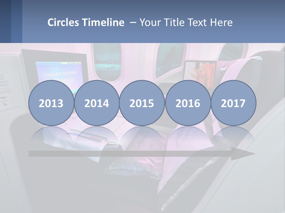 An Airplane Seat With A Table And Wine Glasses On It PowerPoint Template