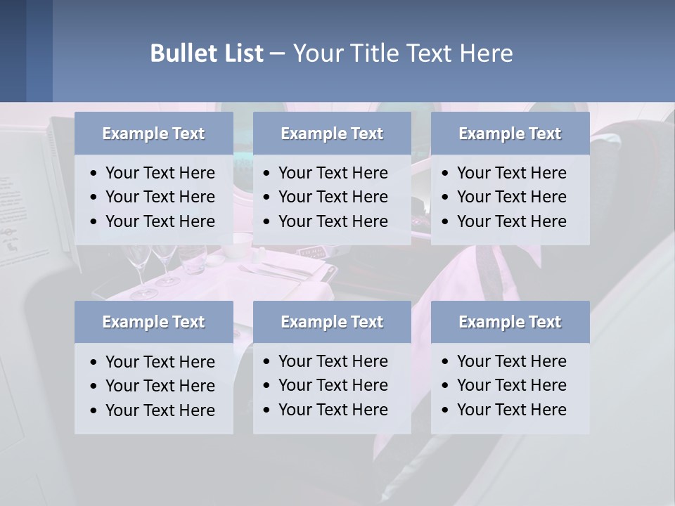 An Airplane Seat With A Table And Wine Glasses On It PowerPoint Template