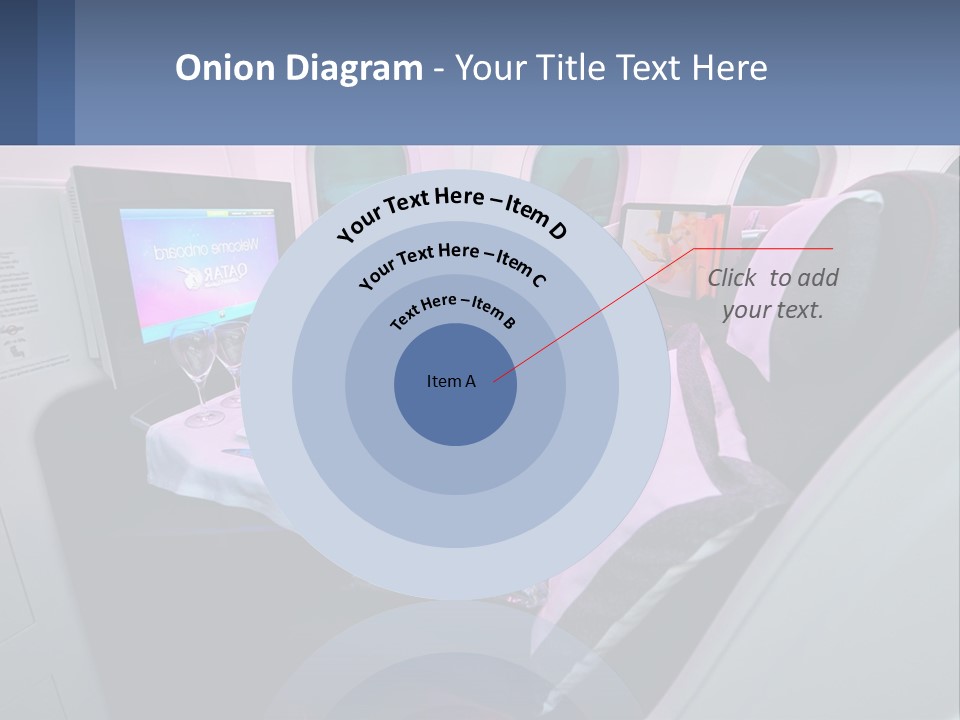 An Airplane Seat With A Table And Wine Glasses On It PowerPoint Template