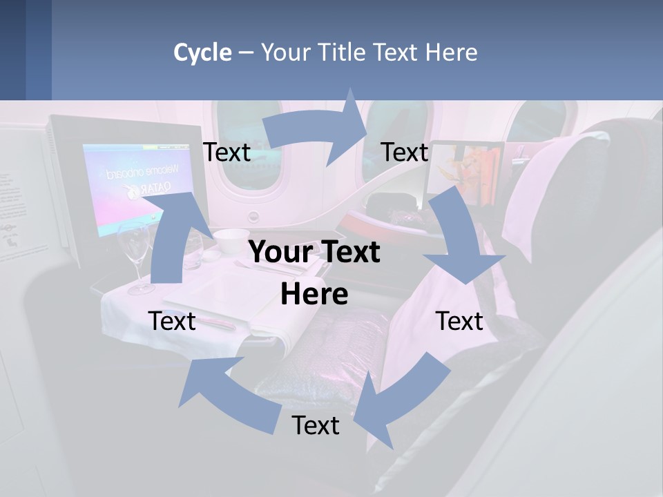 An Airplane Seat With A Table And Wine Glasses On It PowerPoint Template