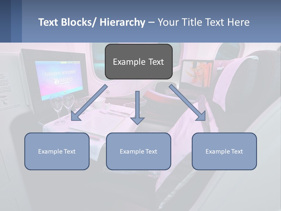 An Airplane Seat With A Table And Wine Glasses On It PowerPoint Template