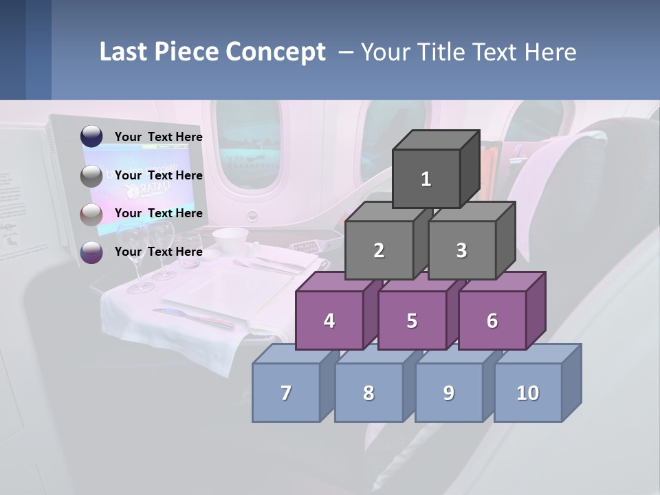 An Airplane Seat With A Table And Wine Glasses On It PowerPoint Template