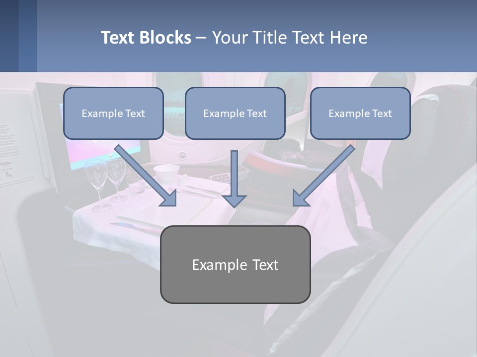 An Airplane Seat With A Table And Wine Glasses On It PowerPoint Template