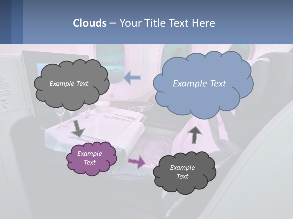 An Airplane Seat With A Table And Wine Glasses On It PowerPoint Template