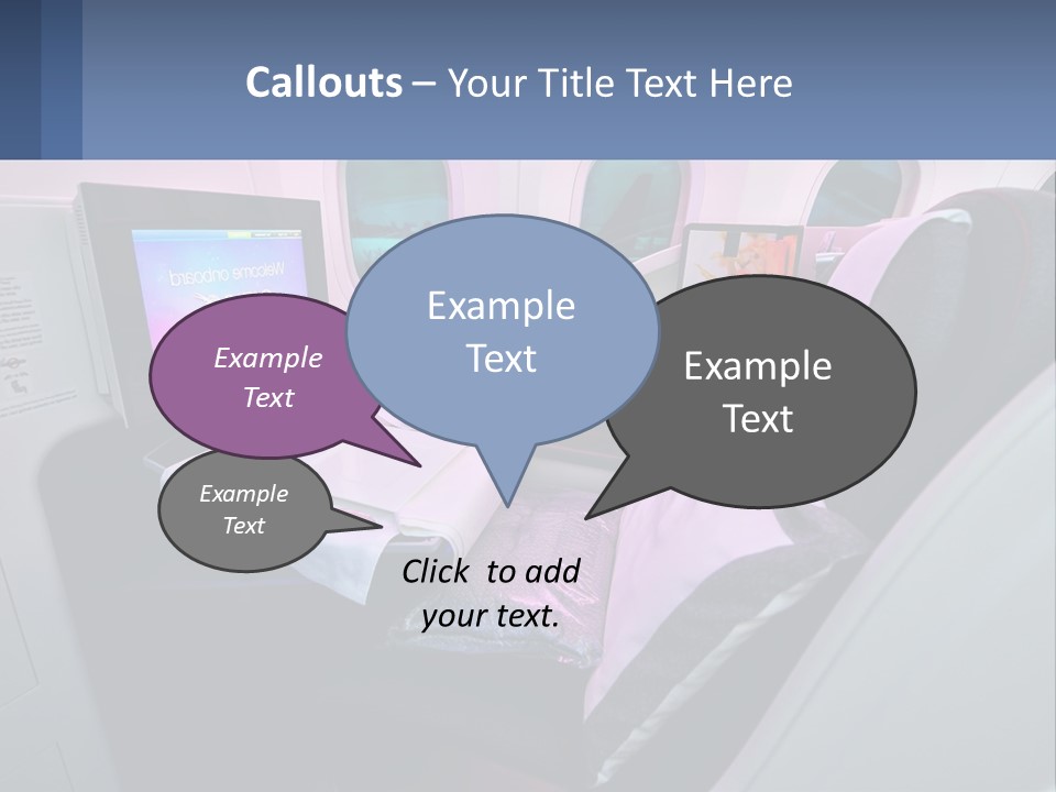 An Airplane Seat With A Table And Wine Glasses On It PowerPoint Template