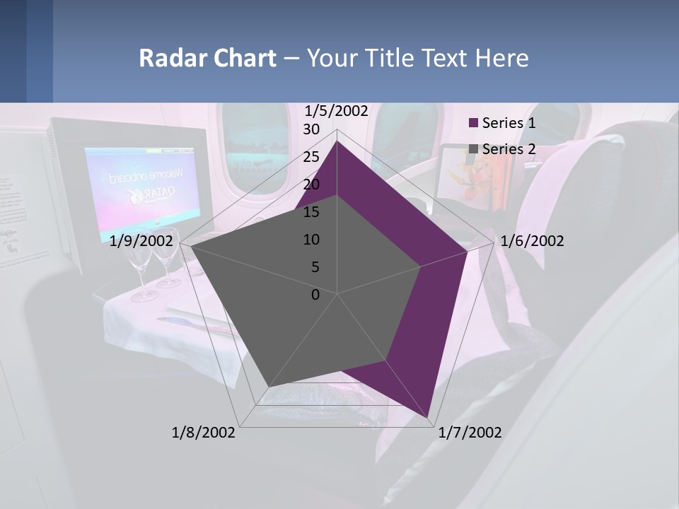 An Airplane Seat With A Table And Wine Glasses On It PowerPoint Template