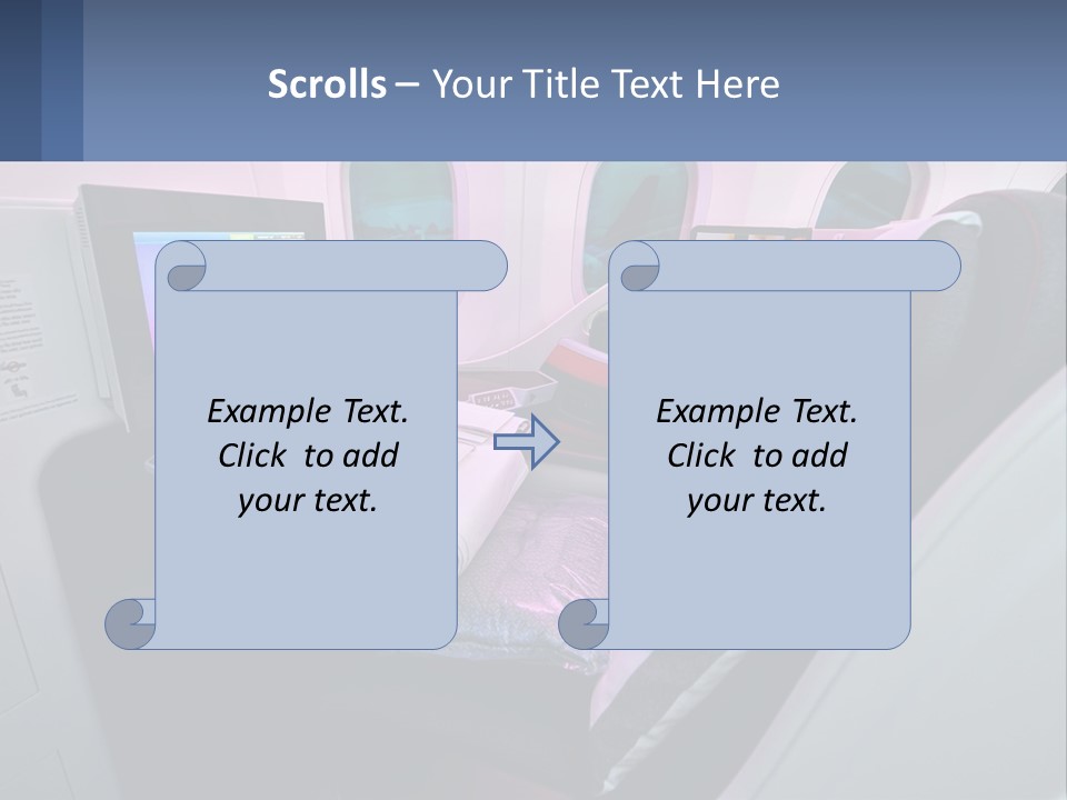 An Airplane Seat With A Table And Wine Glasses On It PowerPoint Template