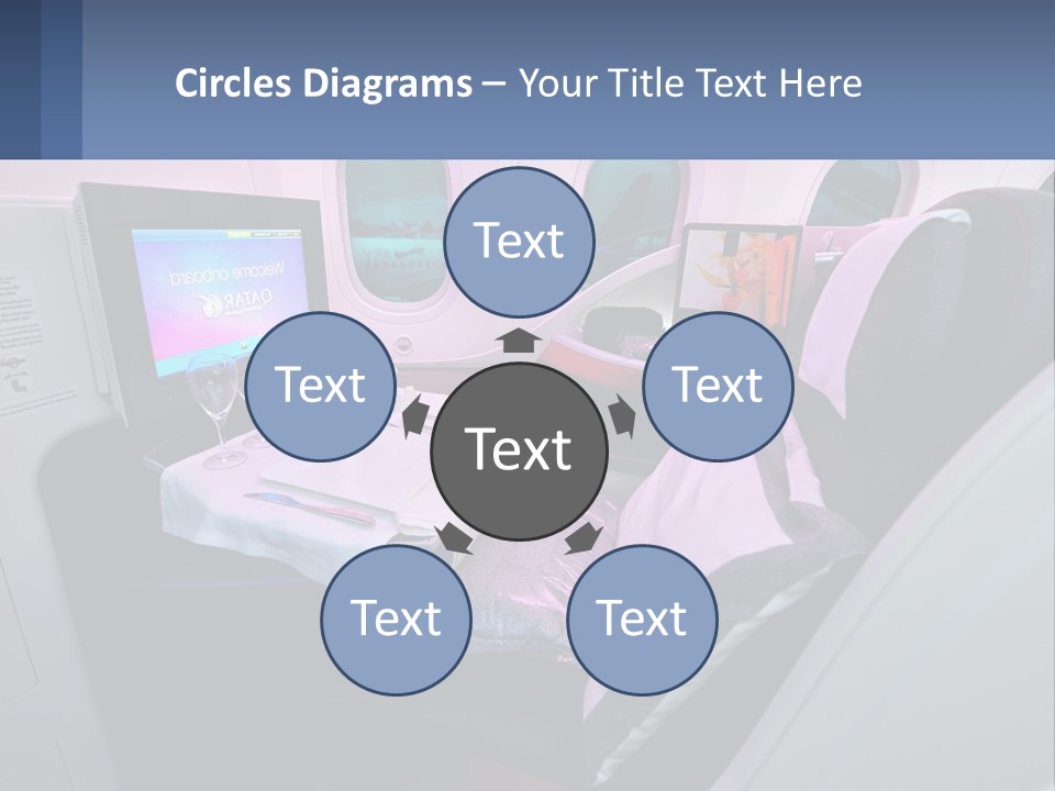 An Airplane Seat With A Table And Wine Glasses On It PowerPoint Template