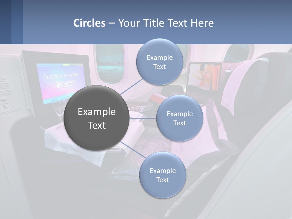 An Airplane Seat With A Table And Wine Glasses On It PowerPoint Template
