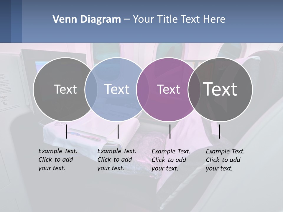 An Airplane Seat With A Table And Wine Glasses On It PowerPoint Template