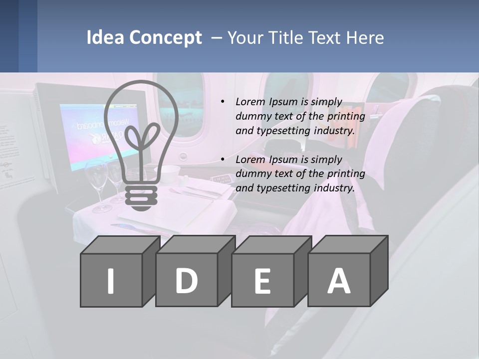 An Airplane Seat With A Table And Wine Glasses On It PowerPoint Template