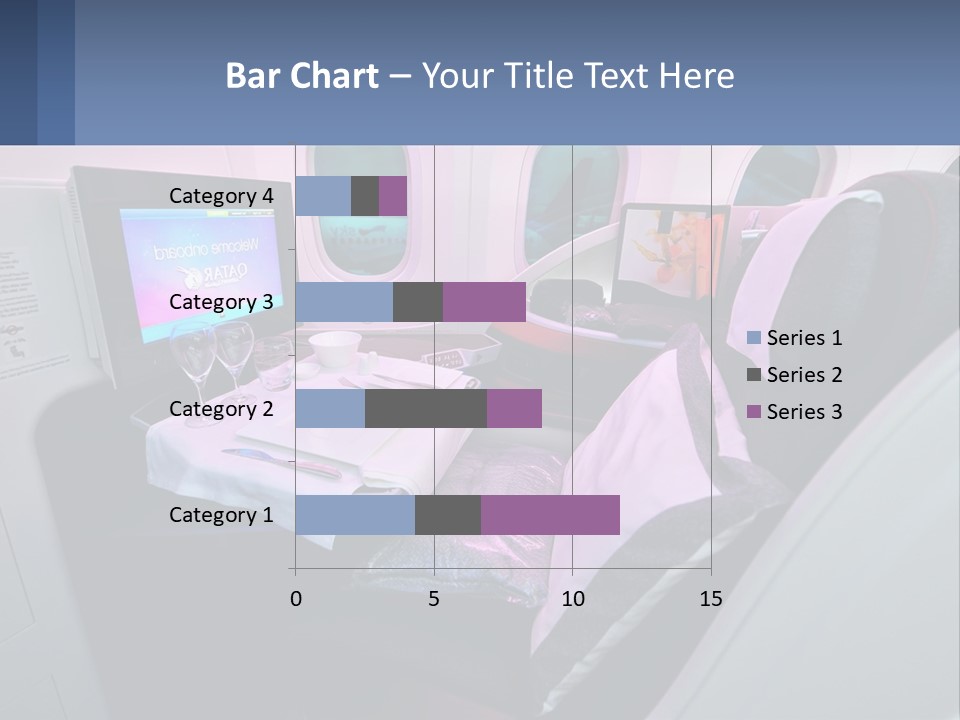 An Airplane Seat With A Table And Wine Glasses On It PowerPoint Template