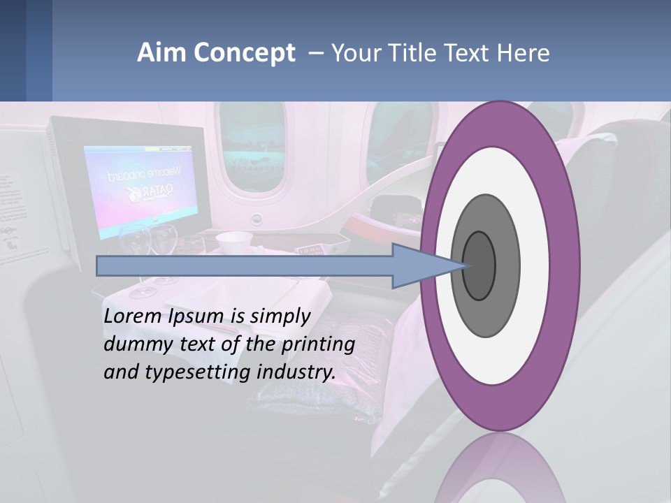 An Airplane Seat With A Table And Wine Glasses On It PowerPoint Template