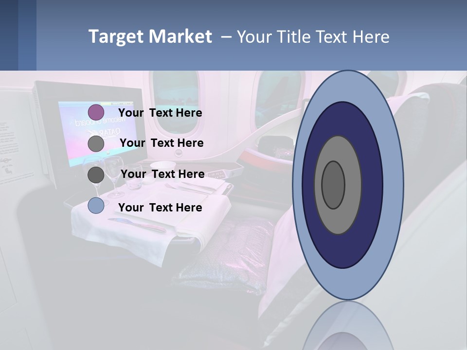An Airplane Seat With A Table And Wine Glasses On It PowerPoint Template