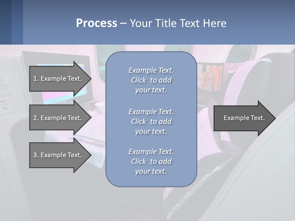 An Airplane Seat With A Table And Wine Glasses On It PowerPoint Template