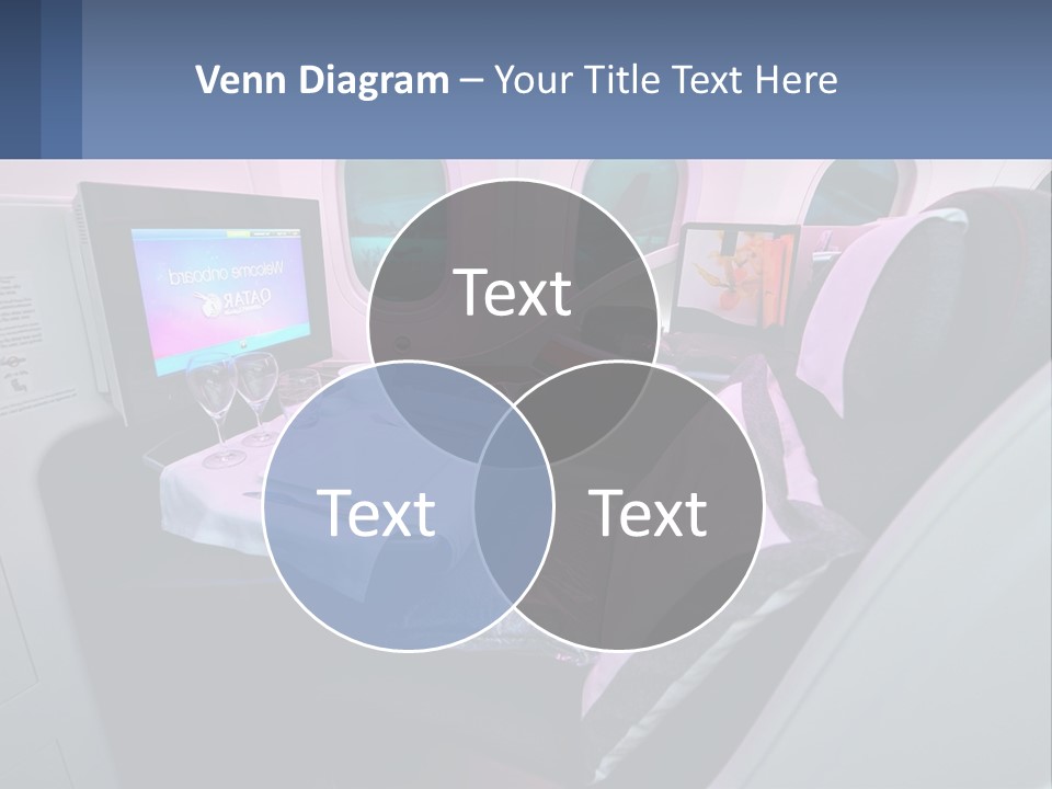 An Airplane Seat With A Table And Wine Glasses On It PowerPoint Template
