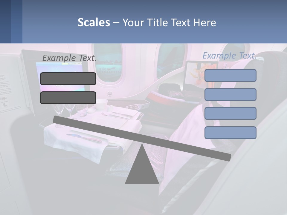 An Airplane Seat With A Table And Wine Glasses On It PowerPoint Template