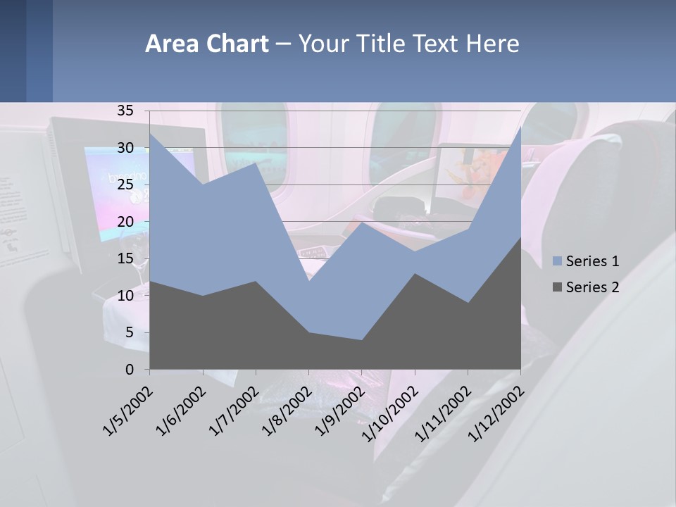 An Airplane Seat With A Table And Wine Glasses On It PowerPoint Template