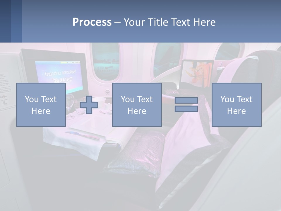 An Airplane Seat With A Table And Wine Glasses On It PowerPoint Template