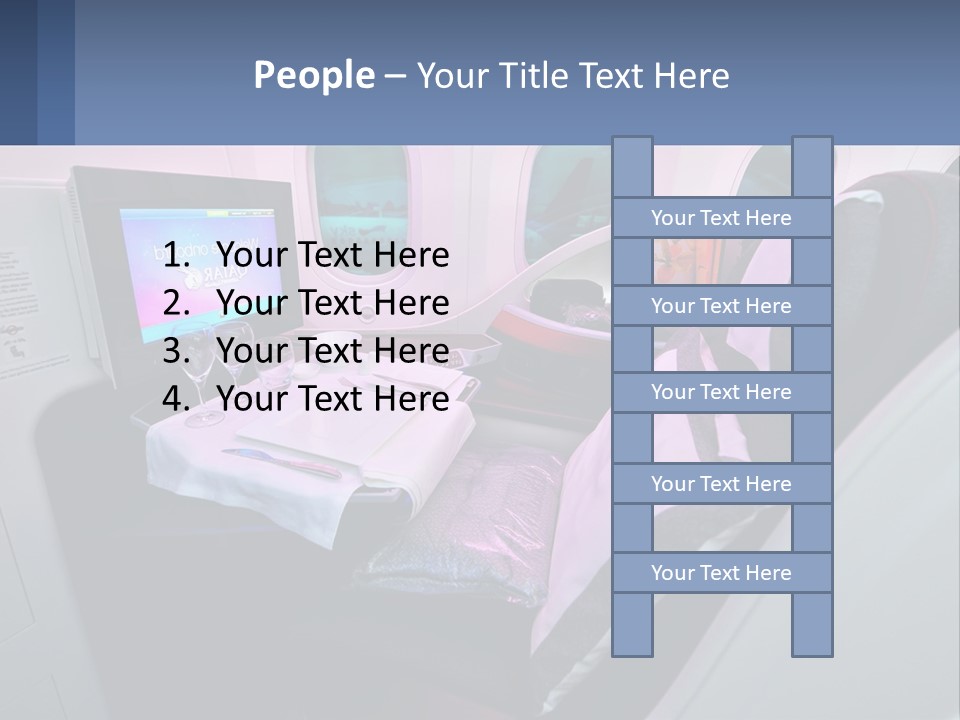 An Airplane Seat With A Table And Wine Glasses On It PowerPoint Template
