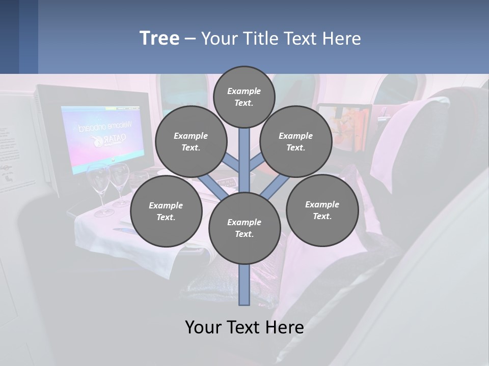 An Airplane Seat With A Table And Wine Glasses On It PowerPoint Template