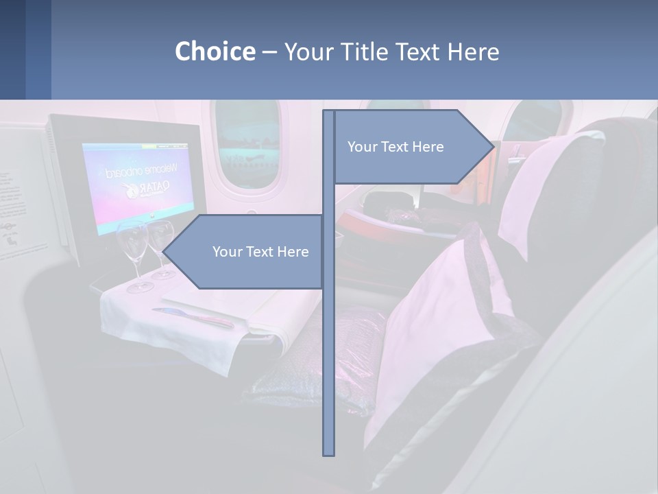 An Airplane Seat With A Table And Wine Glasses On It PowerPoint Template