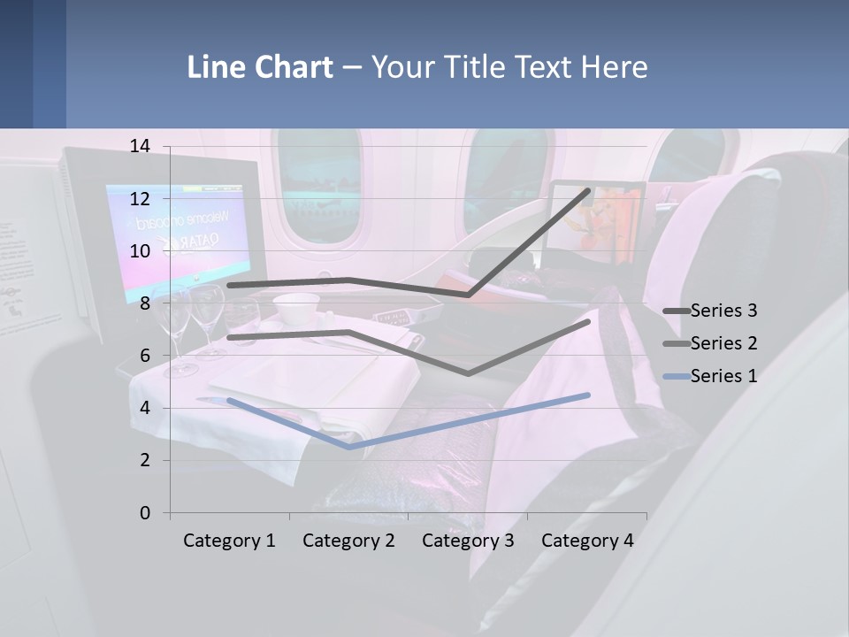 An Airplane Seat With A Table And Wine Glasses On It PowerPoint Template