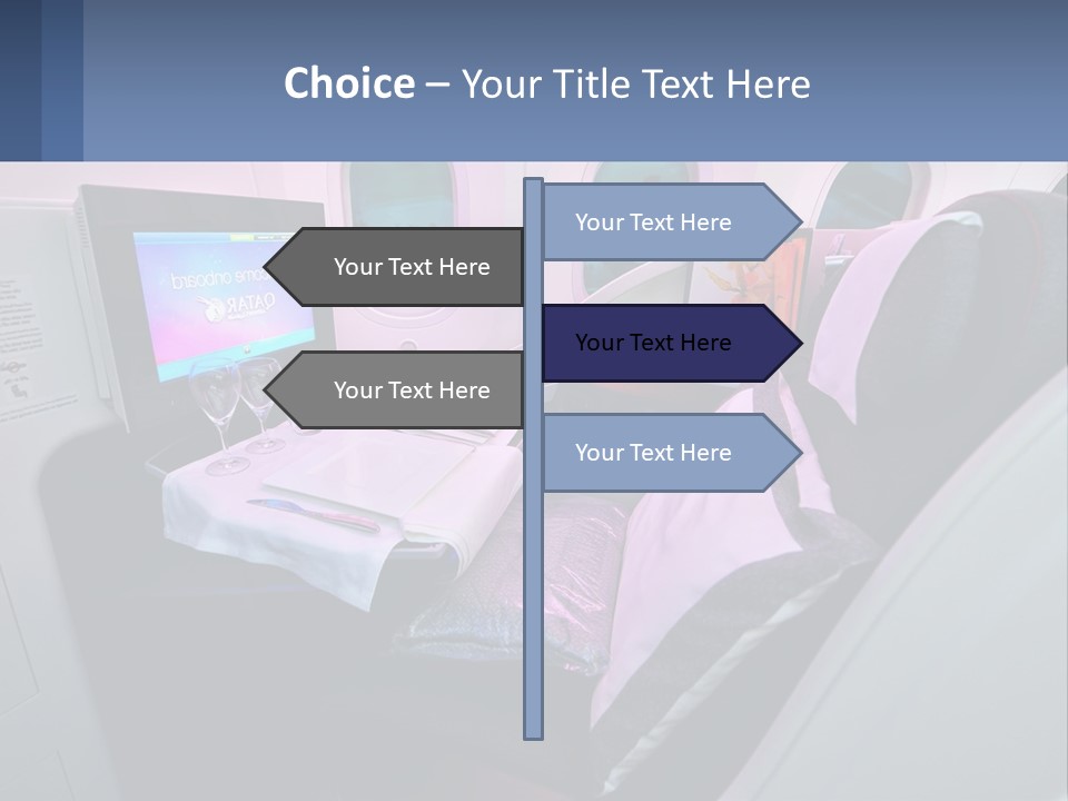 An Airplane Seat With A Table And Wine Glasses On It PowerPoint Template