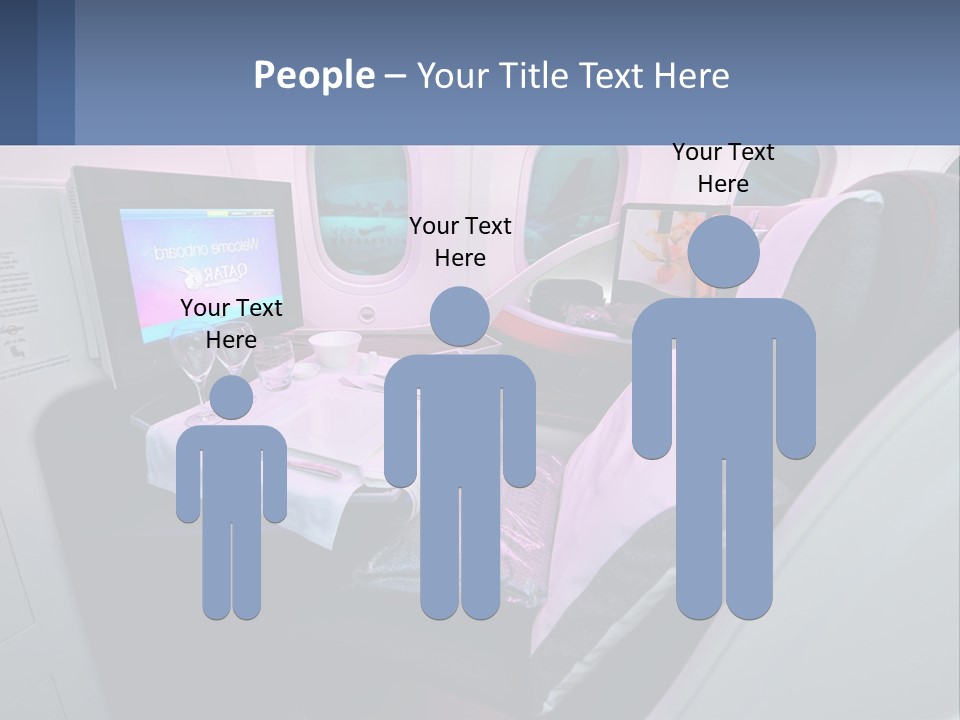 An Airplane Seat With A Table And Wine Glasses On It PowerPoint Template