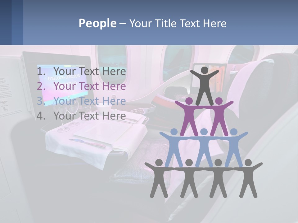 An Airplane Seat With A Table And Wine Glasses On It PowerPoint Template