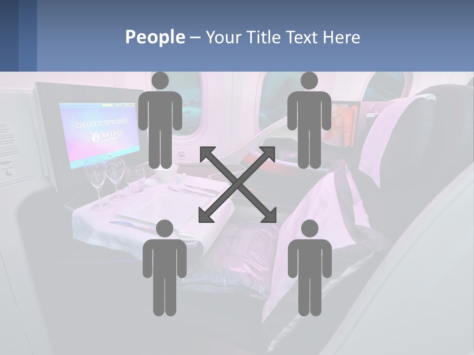 An Airplane Seat With A Table And Wine Glasses On It PowerPoint Template
