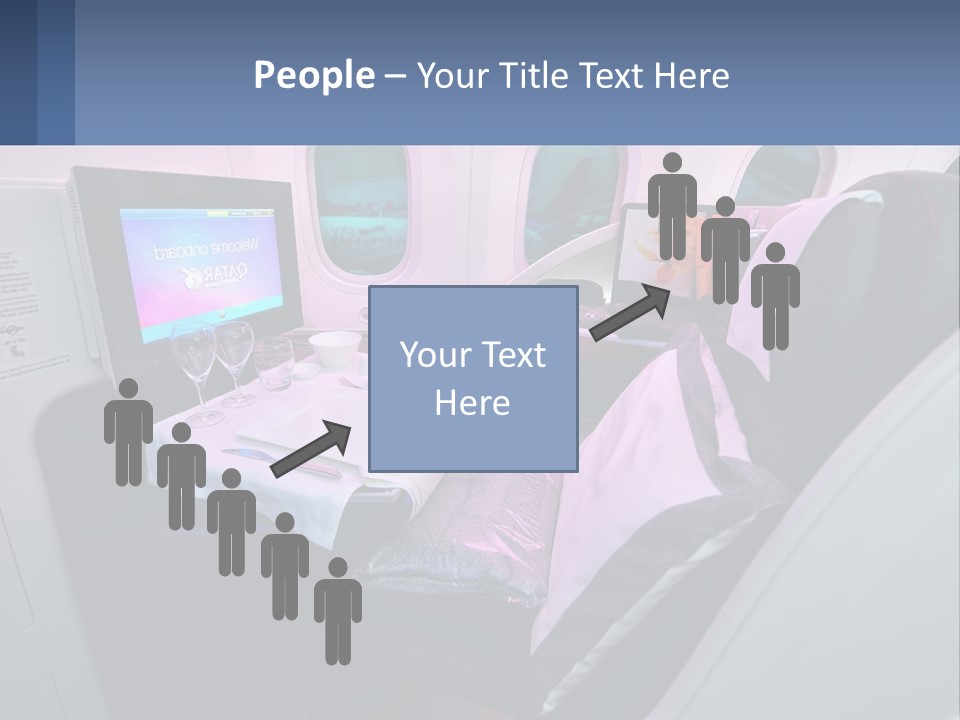 An Airplane Seat With A Table And Wine Glasses On It PowerPoint Template